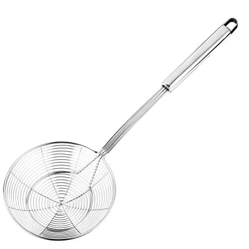 Mattone skimmer ad alta resistenza in acciaio inossidabile massiccio per cucinare e friggere, utensili da cucina Trappola per pasta per lisci, 5,4 pollici