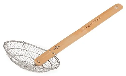 Helen's Asian Cooking Helen Chen's Asian Cooking Acciaio inossidabile Spider Natural Bamboo Spider, 7 -Inch filer, basket argento / marrone